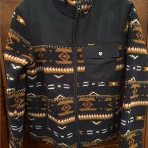 Wrangler Navy and Brown Fleece Jacket
